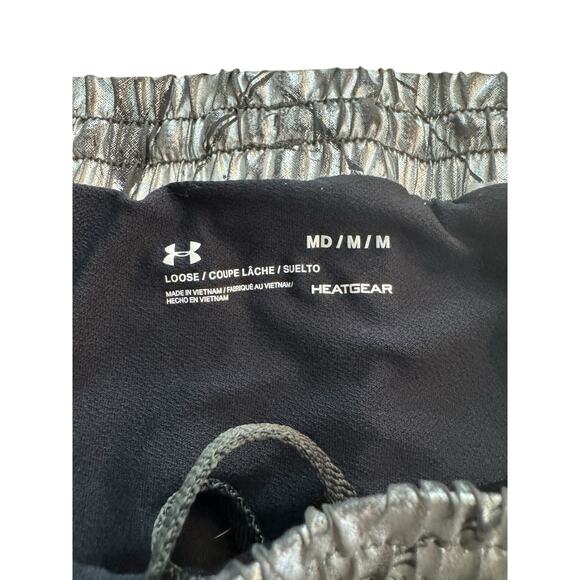 Under Armour Metallic HeatGear Running Shorts M Silver Black - Picture 6 of 8